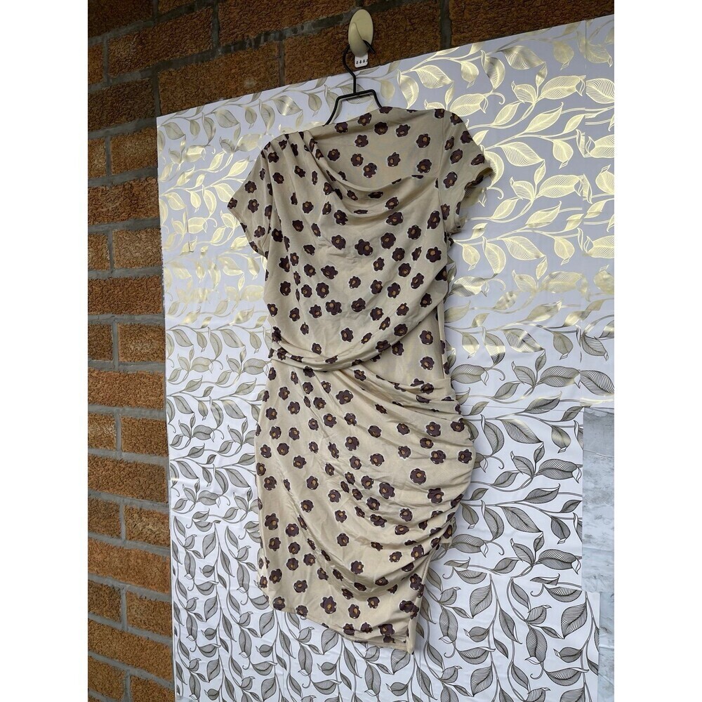 Adele Fado Italy Ruched Floral Mini Dress - Brown & Cream Whimsigoth Aesthetic - - Picture 6 of 9